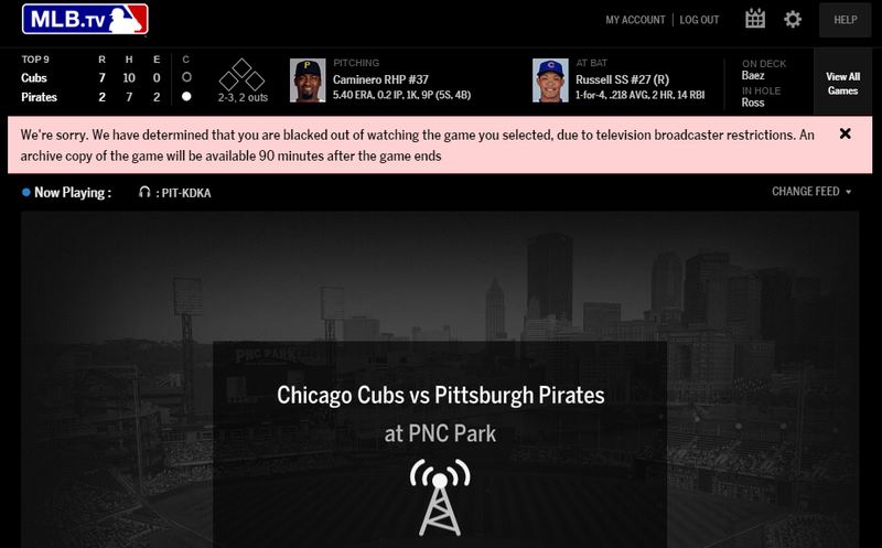 MLB Blackout restriction