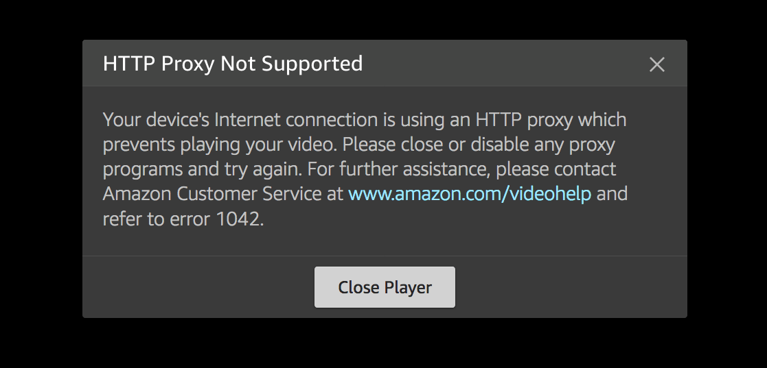 Amazon Prime Video Proxy Error