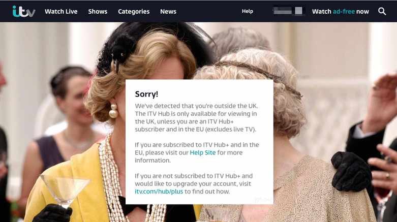 ITV Hub Geo-error